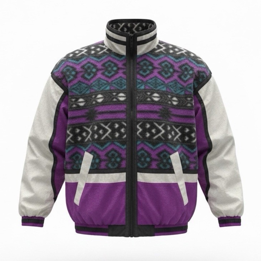 Vintage 90s Bold‎ Spirit Aztec Print Fleece Windbreaker Jacket Women's Size S